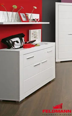 Image de Commode à deux portes pour chambre d'adolescent, blanc mat, 96 cm