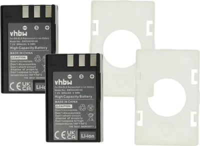 Produktbild von vhbw 2x Akku kompatibel mit Nikon D3000, D40, D40x, D5000, D60 Kamera (900 mAh, 7,2 V, Li-Ion)
