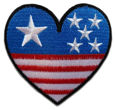 Obrázok produktu pre Usa heart I Love Usa flag vlajka - nášivka, nažehľovačka, nažehľovací obrázok, nášivka, na zažehlenie, veľkosť: 6,8 x 7,5 cm
