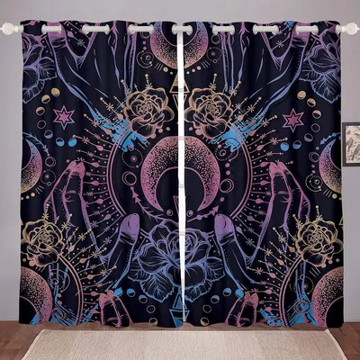 Vorhang Sonne Mond Boho 2er Set 168x183 cm