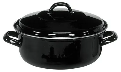 Produktbild von Krueger STEW POT KB22 MATT Black Kochtopf inkl. Deckel, emailliert, 22 cm Durchmesser, Induktionsherd-geeignet, Antihaftbeschichtung
