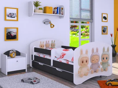 Immagine prodotto di BDW, letto per bambini con materasso, rete a doghe, cassetto, LABU, grafite, 180x90