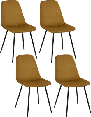 Image de Lot de 4 Chaises - HOME DECO FACTORY - Gulia - Velours - Jaune