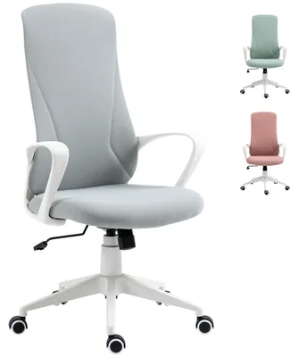 Produktbild von Drehbarer Bš¹rostuhl, h?henverstellbar, mit Armlehnen, Wippfunktion, hoher Rš¹ckenlehne, 62 x 56 x 110šC119,5 cm, grau