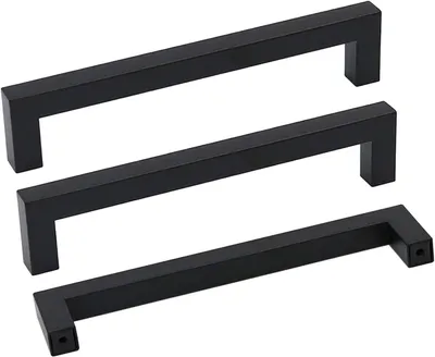 Küchengriffe, Edelstahl, schwarz, Lochabstand 160 mm, 15 Stück