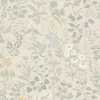 Produktbild von Borastapeter Tapete Feldblumen Beige und Mehrfarbig - 660019 - 53 cm x 10.05 m