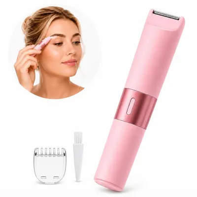 Produktbild von Damen 2-in-1 Rasierer Bikini Trimmer Präzisionsaufsätze LED Licht hautfreundlich USB Akku leise Motor für empfindliche Haut tägliche Pflege NEU BESTE!