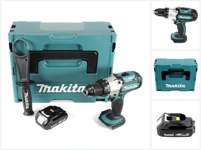 Obrázek produktu pro Akumulátorový vrtací šroubovák Makita DDF 451 Y1J 18 V Li-Ion v balení Makpac + 1x BL 1815 N 1,5 Ah Li-Ion akumulátor