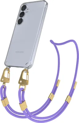 Produktbild von EAZY CASE Handykette für Samsung Galaxy S25, Transparente Silikonhülle mit Band, Clear Case, abnehmbar in  Violett
