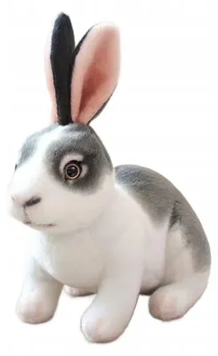 Image de Granda Peluche Lapin réaliste blanc-gris grandes oreilles