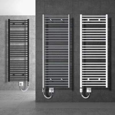 Productafbeelding van Badkamerradiator Elektrisch - 1200 W Verwarmingselement - 400 x 1500 mm - Antraciet Recht - Handdoekverwarmer