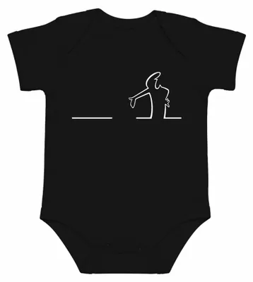 Immagine prodotto di Balum La Linea. Cartone animato di Osvaldo Cavandoli. Balum. Serie animata. Body per neonato, colore nero, taglia 3/6 mesi