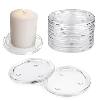 Produktbild von 10 Stück Kerzenteller aus Glas, 10 cm, runde Kerzenuntersetzer aus Klarglas für Hochzeiten, Partys und Tischdekoration