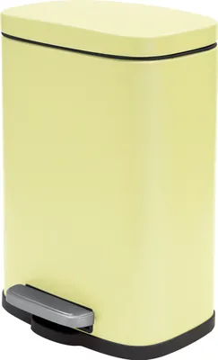 Image de Spirella poubelle à cosmétique 5 litres en inox avec abaissement automatique et seau intérieur "Akira" Poubelle de salle de bains Softclose Poubelle jaune mate