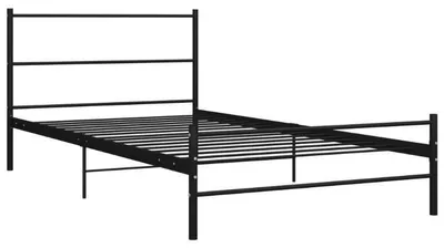 Zdjęcie produktu dla Stelaż łóżka - łóżko jednoosobowe - drewniany - 90 x 200 cm - bez materaca - czarny