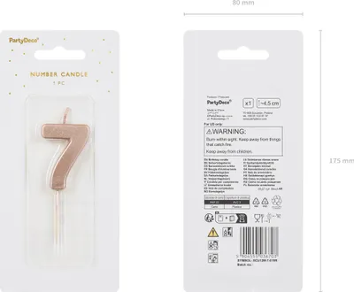 Image de Bougie d'anniversaire numéro 7 Bougie numéro 4,5cm or rose
