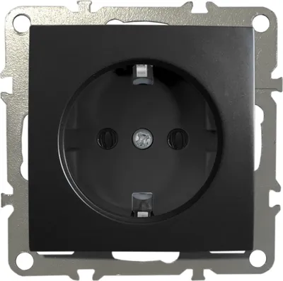 Produktbild von Schuko Steckdose Unterputz Schutzkontakt-Steckdose 1-Fach 16A 220-250V Schwarz Matt