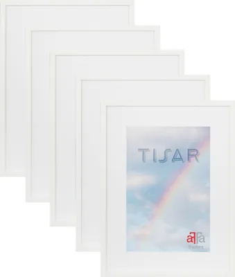 Produktbild von aFFa frames,  Tisar, Bilderrahmen aus Holz, rechteckig, mit Acrylglasfront, Weiß, 15x21 cm, 5er Set
