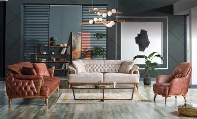 Produktbild von Klassisch Sofagarnitur 3+3+1 Sitzer Chesterfield Relax Sessel Möbel Sofa Neu