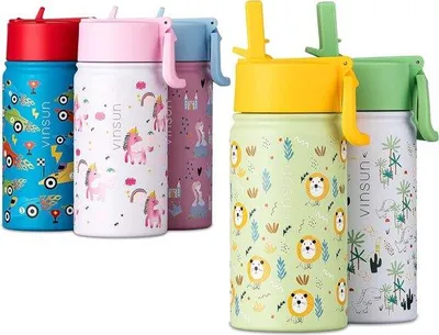 Image de Gourde pour enfant 350 ml, verte, anti-fuites, en acier inoxydable