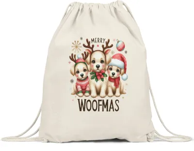 Produktbild von Merry Woofmas Lustiges Hundemotiv Turnbeutel Geschenkidee witziges Design Weihnachten