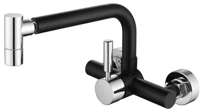 Wandmontage Küchenarmatur, 2 Strahlarten, 360° drehbar, Schwarz