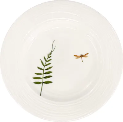 Produktbild von Porzellan-Dessertteller Croft Dragonfly 20,5cm, grün/braun
