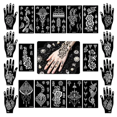Produktbild von Henna Schablonen 20 Stück für Körperbemalung und Glitzer-Tattoos