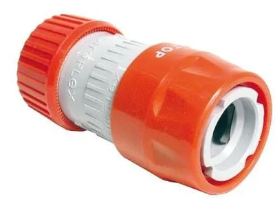 Image de Raccord de tuyau d'arrosage avec arrêt d'eau 1/2'' plastique - Par pièce