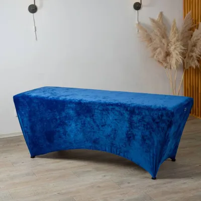 Obrázek produktu pro Veloursový potah na kosmetické lehátko | Pro kosmetické salóny | Praktický výřez pro nohy | Snadná údržba | 180x60 cm, modré