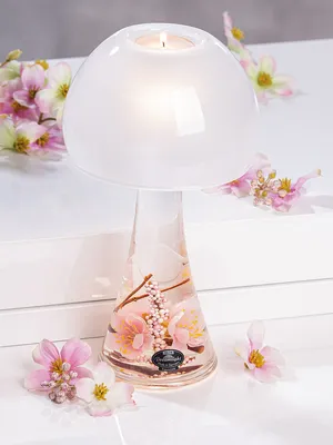 Obrázok produktu pre GILDE Dreamlight, svietnik na čajovú sviečku (LED), lampa salón, "Salon Hanamy", sklo, ružová farba, ružová, , v. 23 cm, hl. 12,5 cm 73421