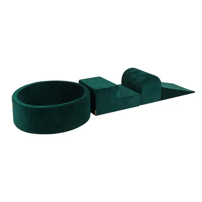 Produktbild von MeowBaby Spielplatz aus Schaumstoff 3-Element Schaumspielset mit Runde Bällebad, Samt, Dunkelgrün, ohne Bälle