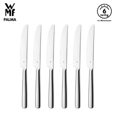 Produktbild von WMF Palma Menümesser , 6-teilig, Cromargan® Edelstahl, geschmiedete Klinge, spülmaschinenfest, Tafelmesser, Messerset, Messer, Besteck set
