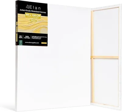 Imagen del producto de Lienzos en bastidor, tamaño 80x100 cm, juego de 3 lienzos para pintar, gramaje de 380 g/m²