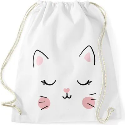 Produktbild von Turnbeutel Katze Katzengesicht Cat Tiergesichter Gymbag Moonworks® weiß unisize