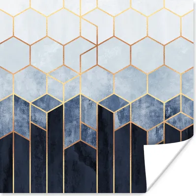 Produktbild von MuchoWow® Poster Sechseck - Gold - Schablonen 50x50 cm - Wohnzimmerdekoration