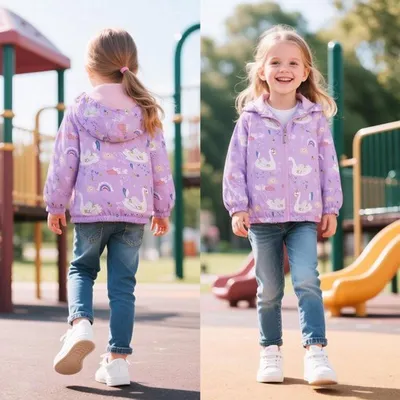 Windjacke mit Kapuze für Mädchen aus 100% Polyester, Hauptbild