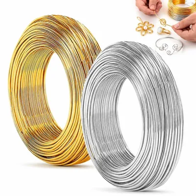 Aluminiumdraht 1 mm x 50 m, 2 Rollen, Basteldraht gold/silber