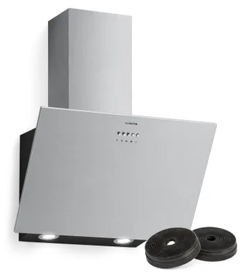 Image de Klarstein Silver Lining 60 cm hotte de cuisine inclinée - hotte de 557 m³/h, acier inoxydable, éclairage LED,par bouton-poussoir, A++