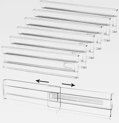 Produktbild von 6 Stück Verstellbare Schubladenteiler - Schubladentrenner - Transparente Schubladen Trenner Kunststoff Schubladentrenner für Küchenspeicher, Schlafzimmer, Kommode(28.5-50cm)