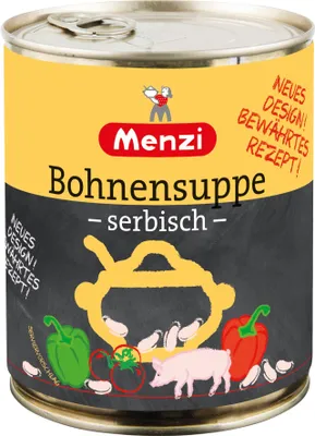 Obrázek produktu pro Menzi Srbská fazolová polévka s pikantními bílými fazolemi 800ml