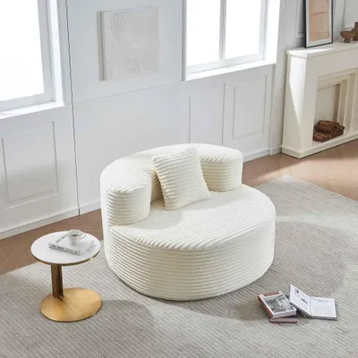 Immagine prodotto di Poltrona a sacco AIORBER Cloud-Couch con cuscini, poltrona lounge in tessuto cordato per soggiorno, camera da letto e sala giochi, beige