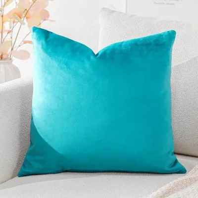 Produktbild von Ibenzoa® Samtkissenbezug 40 x 40 cm, türkis – dekorative Kissenhülle mit verdecktem Reißverschluss für Wohn- und Schlafzimmer