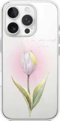 Zdjęcie produktu dla Etui do iPhone'a 14 Pro, przezroczyste, silikonowe Flexi, kwiaty, tulipan