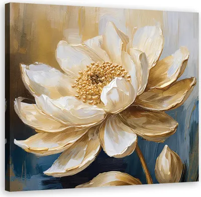 Produktbild von Leinwandbild Gold Pfingstrose Blumen 40x40 Feeby Beige bild für die wand bereit zum aufhängen
