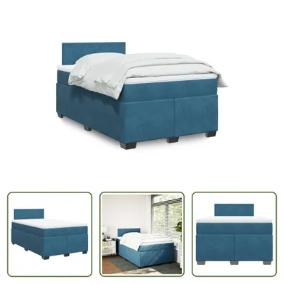Produktbild von The Living Store Boxspringbett mit Matratze Dunkelblau 120x200 cm Samt