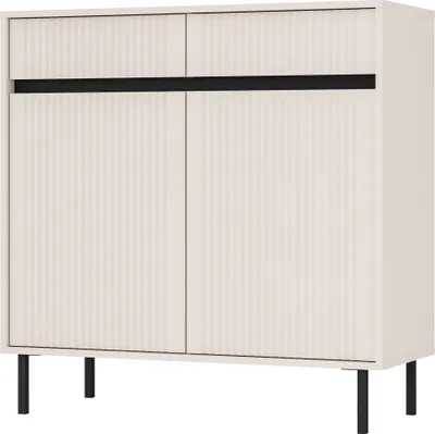 Produktbild von Masseno Kommode OSTIA 100 cm Sideboard mit 2 Schubladen und 2 Türen für Wohnzimmer Schlafzimmer Modern 100x40x100 cm Beige / Beige