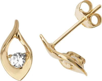 Productafbeelding van Oorbellen voor dames, goud 375/1000 met zirconiumoxide - 10mm * 5mm; TRS27034