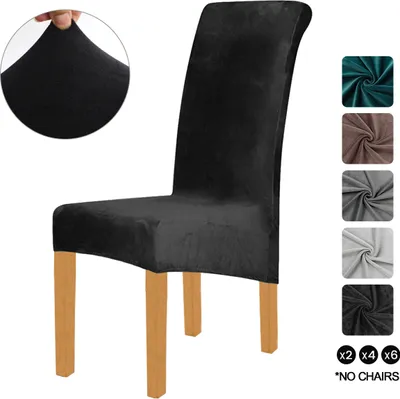 Obrázek produktu pro XL Velvet Stretch Jídelní židle kryty - Elastan Plyšové židle Kryty Pevné velké jídelní židle Chránič Home Dekor