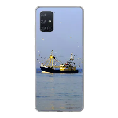 Produktbild von MuchoWow® Handyhülle Schutzhülle Hülle für Samsung Galaxy A71 Nordsee - Fischerboot - Vogel Silikon Softcase Handy Hülle - Kartenbesitzer